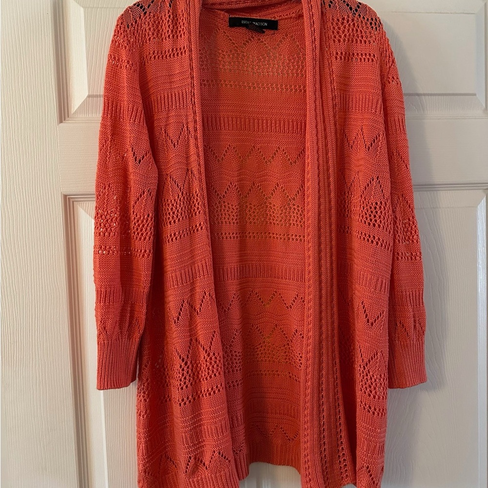 89th & Madison Coral Open-Front Cardigan